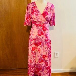 Floral Pink Wrap Dress
